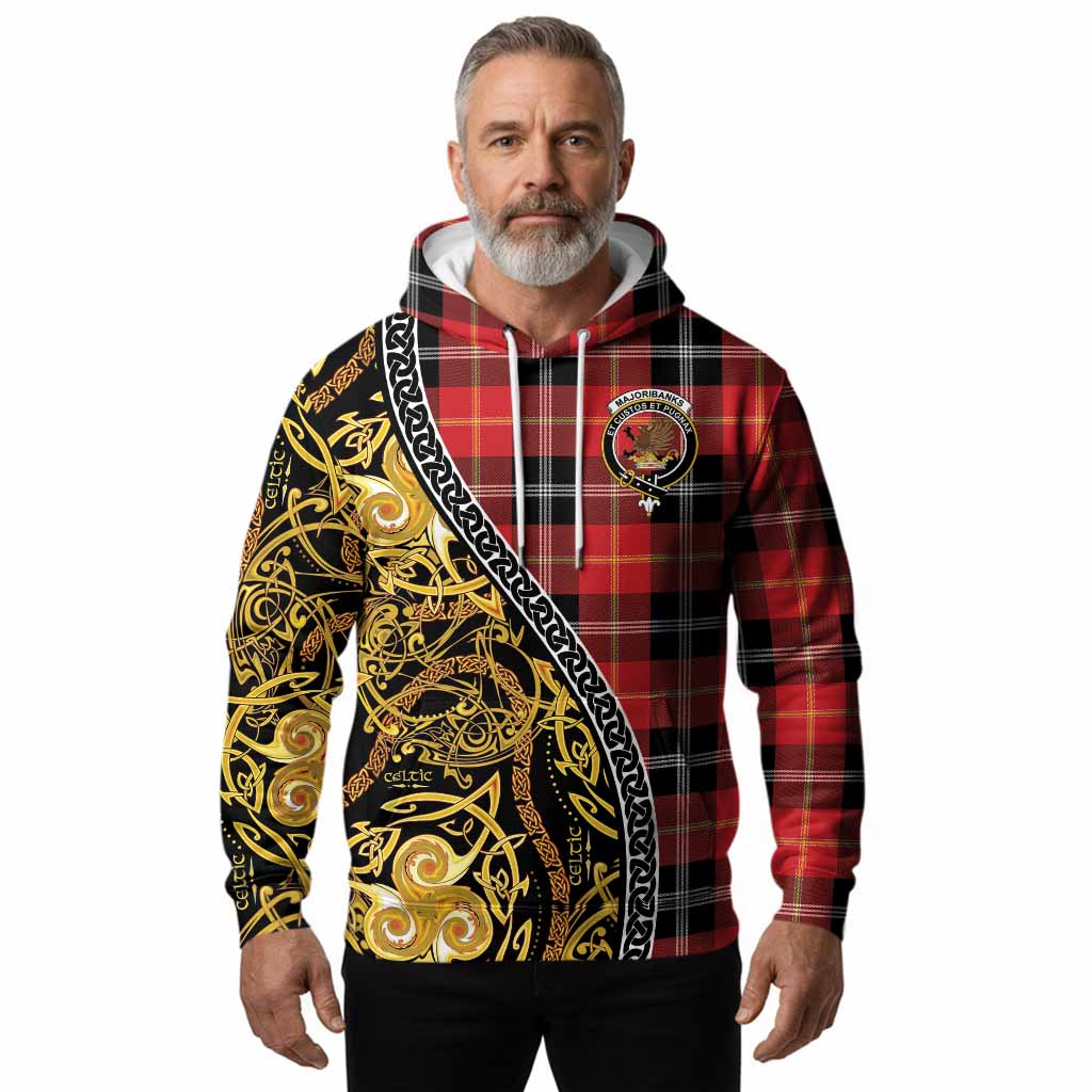Majoribanks Tartan Crest Hoodie Celtic Knot and Triple Trickle Spiral Symbols