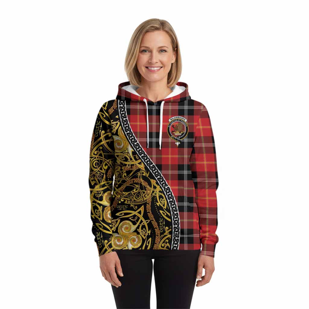 Majoribanks Tartan Crest Hoodie Celtic Knot and Triple Trickle Spiral Symbols
