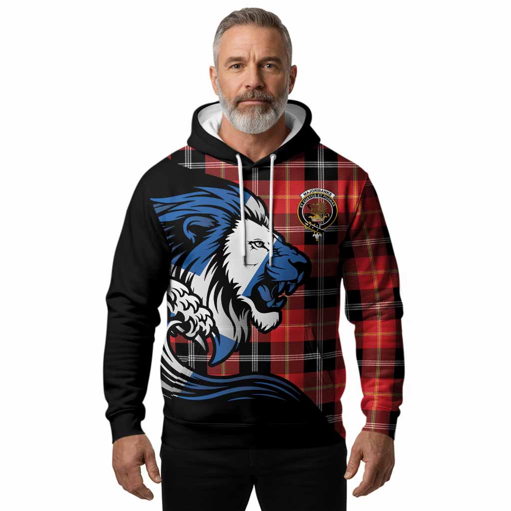 Majoribanks Tartan Crest Hoodie Scottish Golden Lions Wave Flow