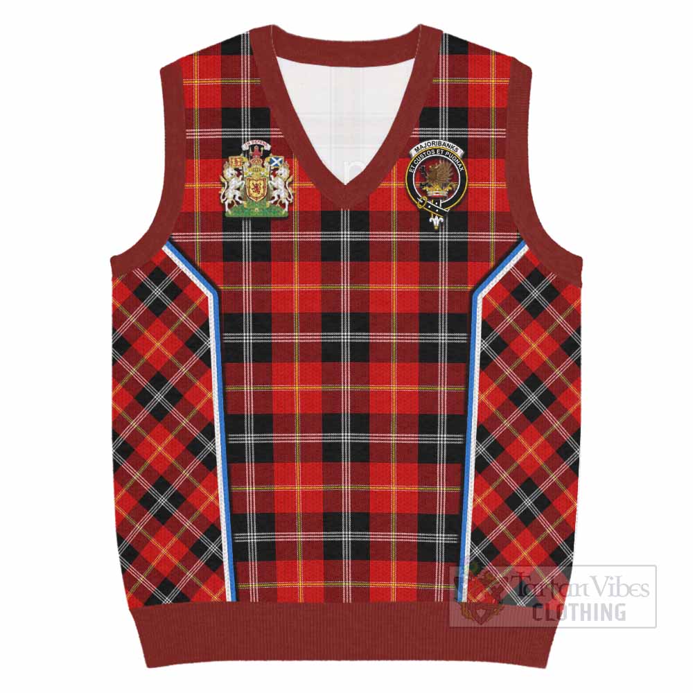 Majoribanks Tartan Crest Knitted V-Neck Vest Scotland Coat of Arm Flag Style - Tartan Vibes Clothing