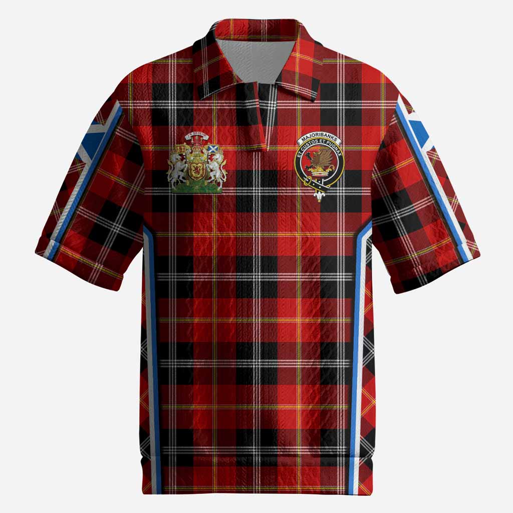 Majoribanks Tartan Crest Men’s Polo Sweater Top Scotland Coat of Arm Flag Style
