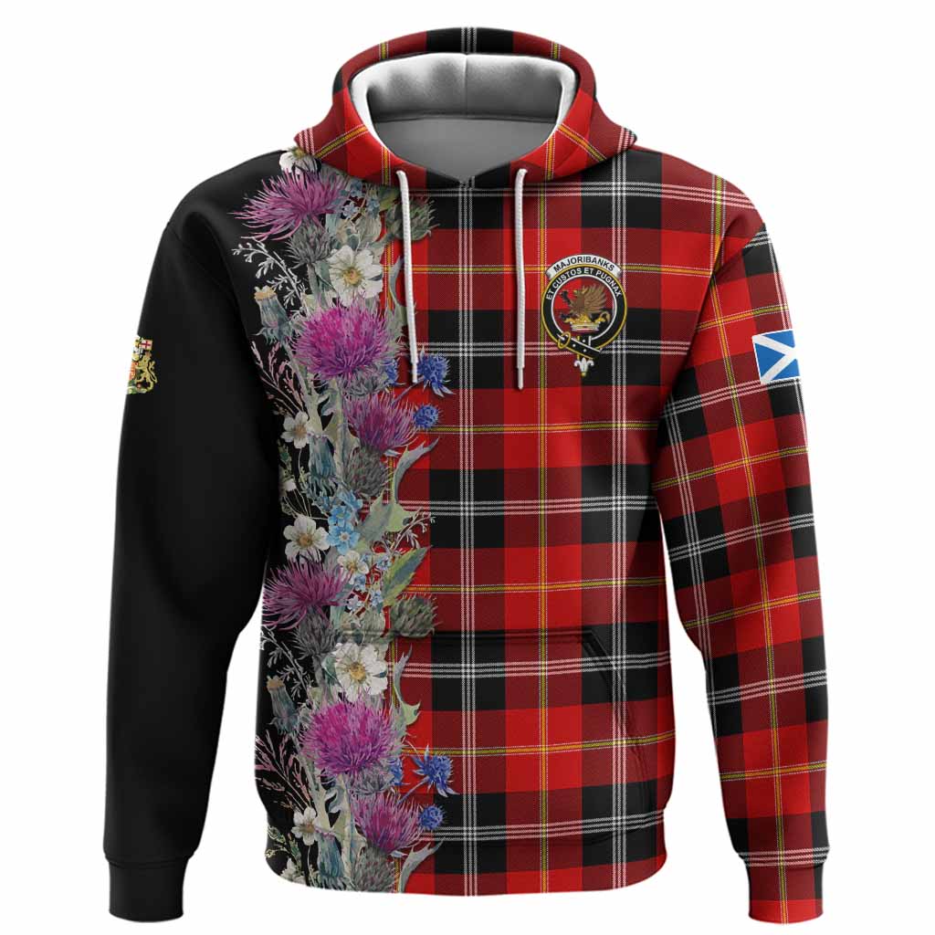 Majoribanks Tartan Crest Thistle Floral Hoodie