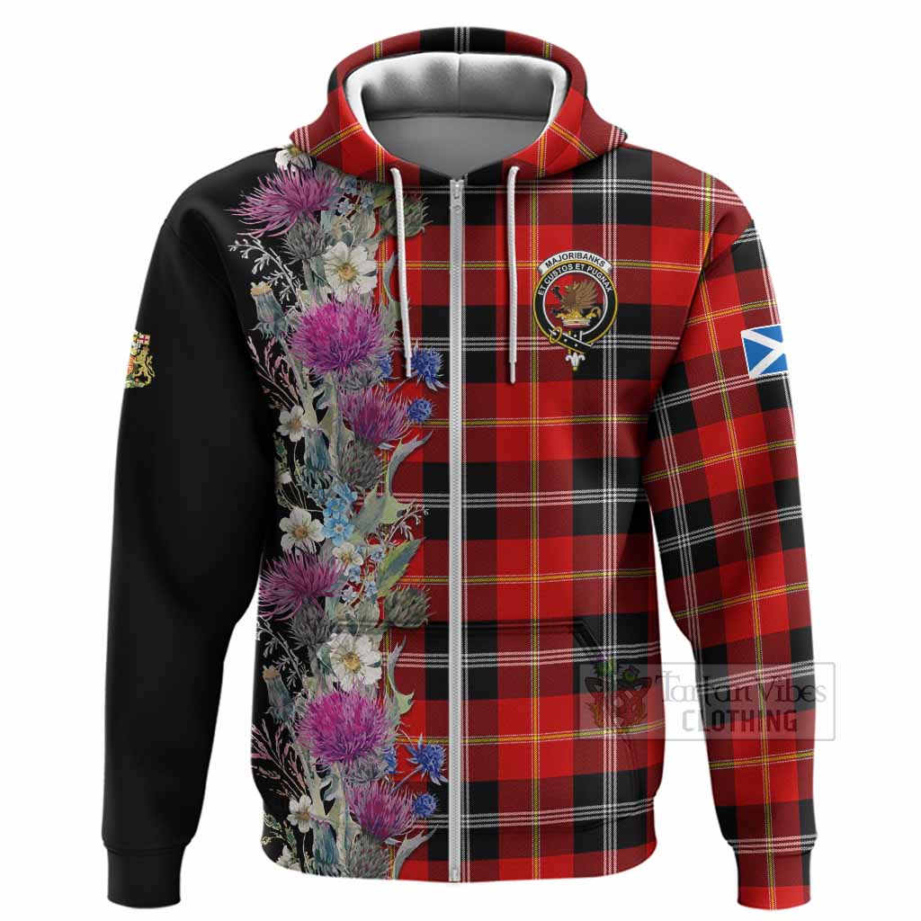 Majoribanks Tartan Crest Thistle Floral Hoodie