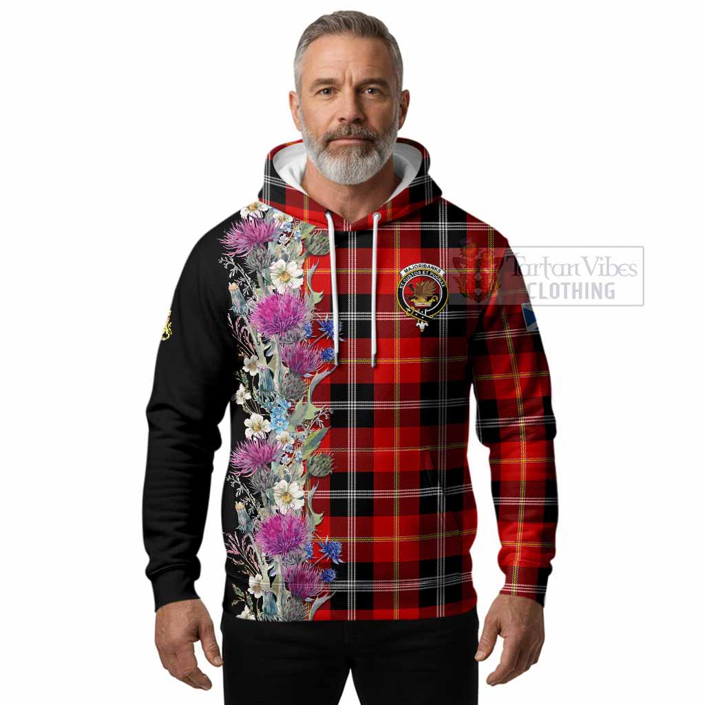 Majoribanks Tartan Crest Thistle Floral Hoodie