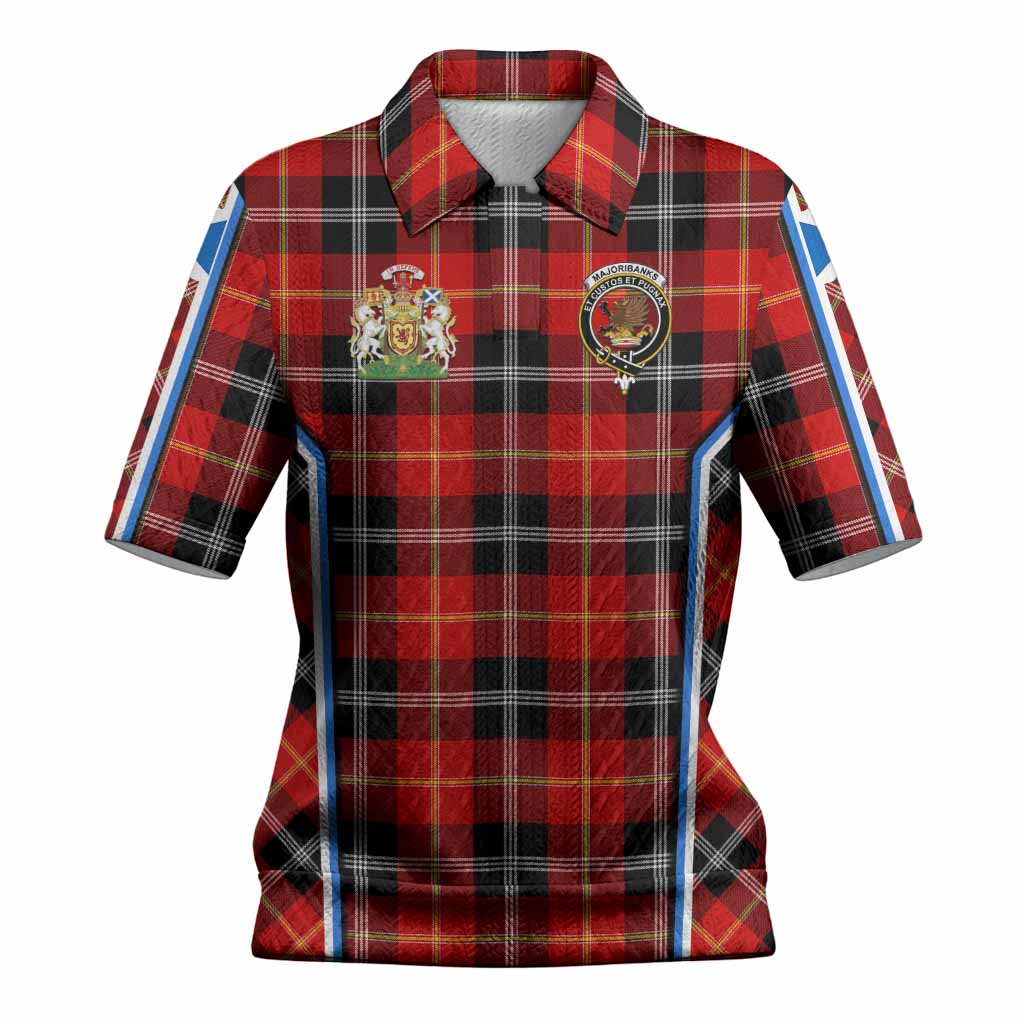 Majoribanks Tartan Crest Women’s Polo Sweater Top Scotland Coat of Arm Flag Style