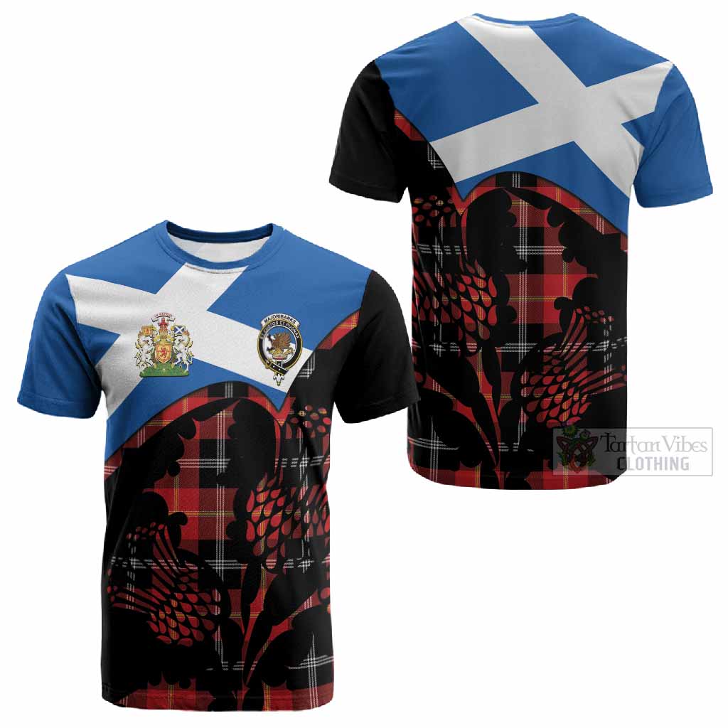 Majoribanks Tartan Family Crest Cotton T-shirt Scotland Thistle Floral Flag Style