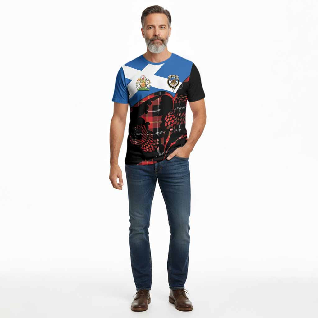 Majoribanks Tartan Family Crest Cotton T-shirt Scotland Thistle Floral Flag Style