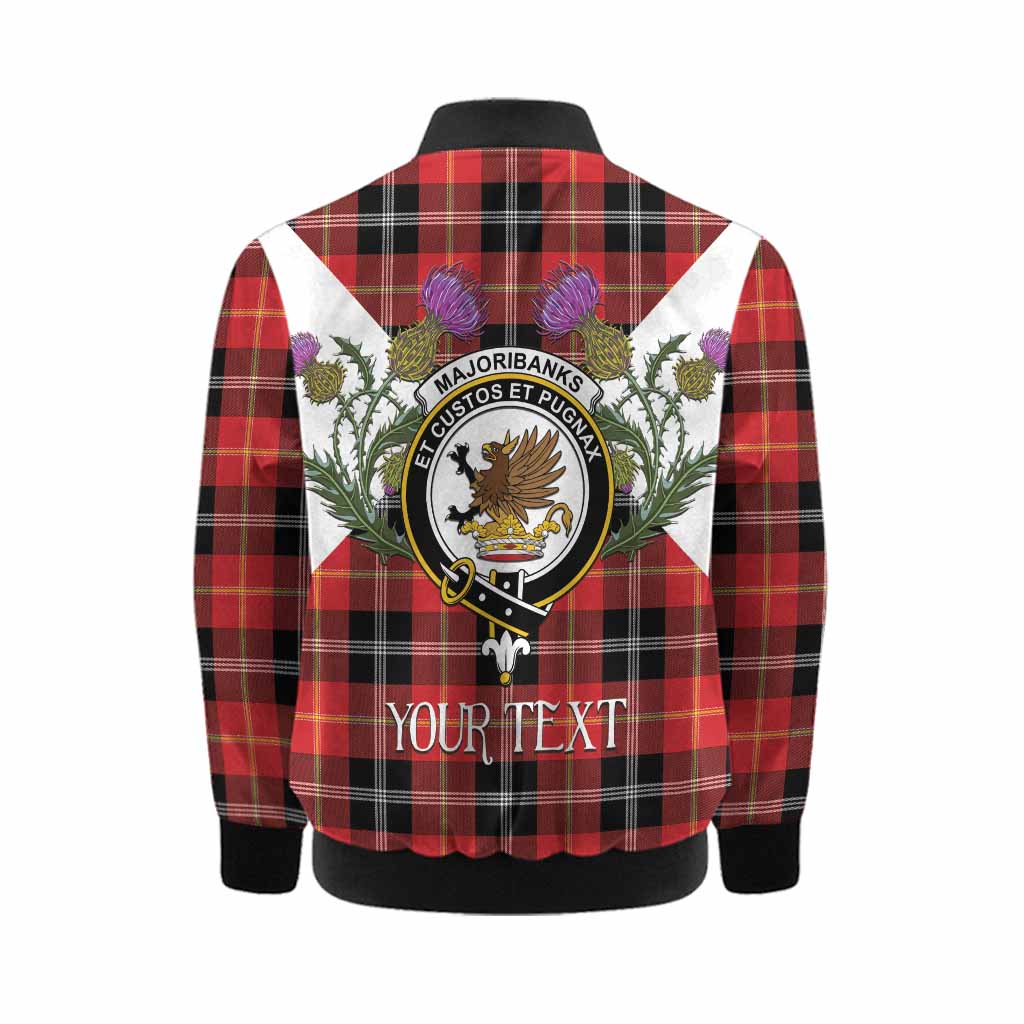 Majoribanks Tartan Family Crest Kid Bomber Jacket Scottish Burns Night Thistle Floral