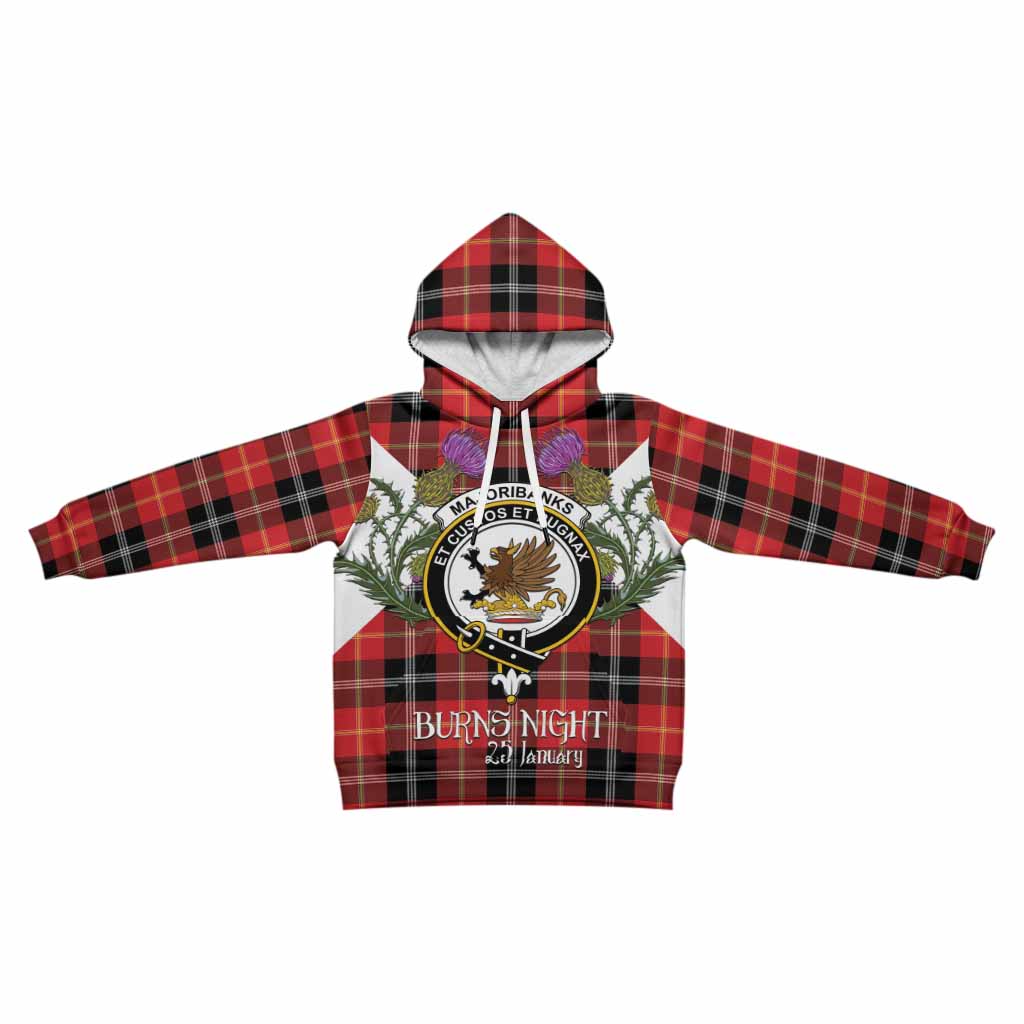 Majoribanks Tartan Family Crest Kid Hoodie Scottish Burns Night Thistle Floral