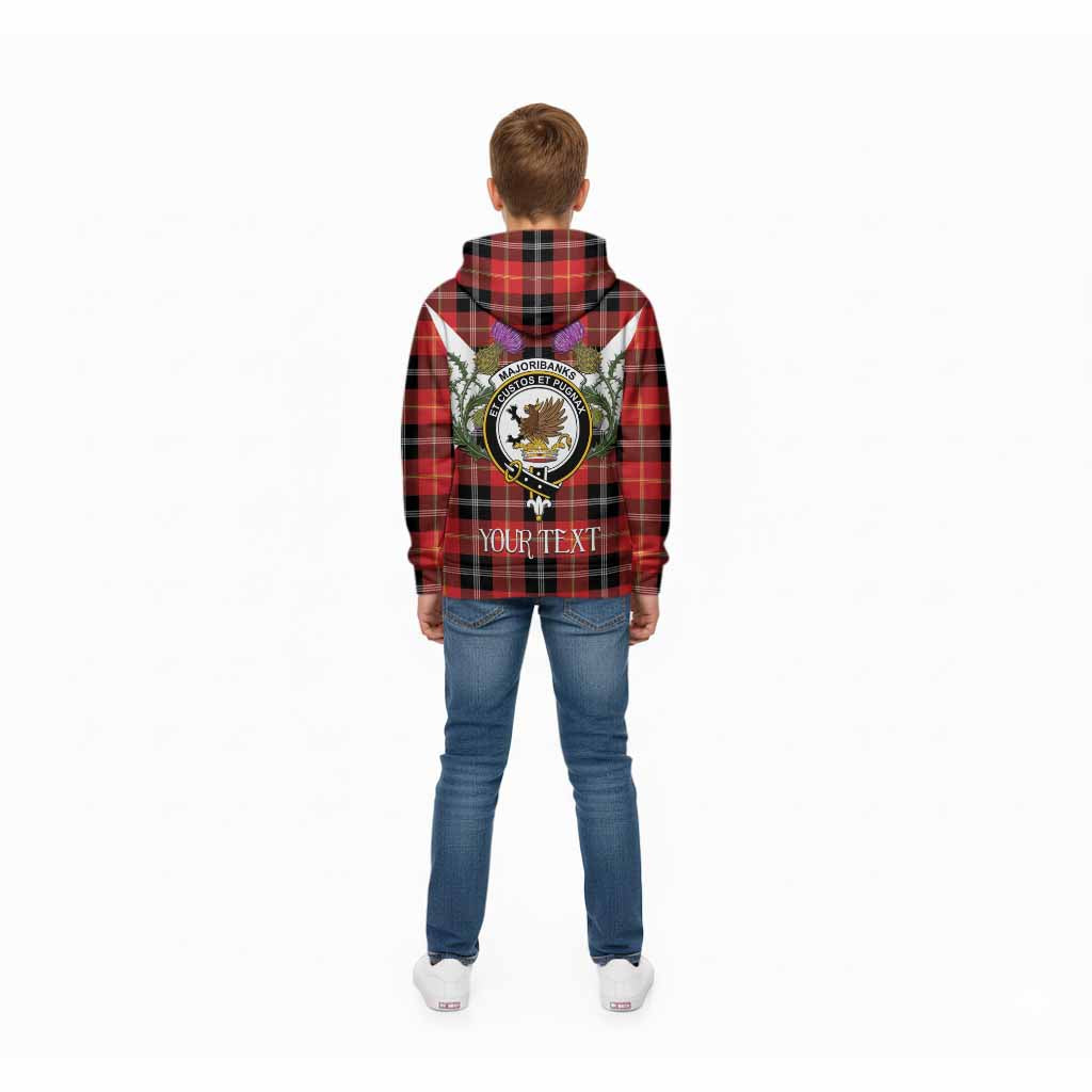 Majoribanks Tartan Family Crest Kid Hoodie Scottish Burns Night Thistle Floral