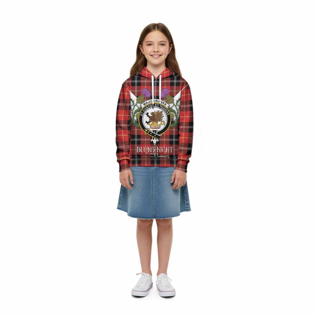 Majoribanks Tartan Family Crest Kid Hoodie Scottish Burns Night Thistle Floral