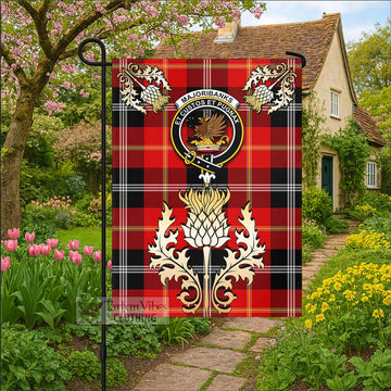 Majoribanks Tartan Garden Flag with Golden Regal Scottish Thistle Emblem