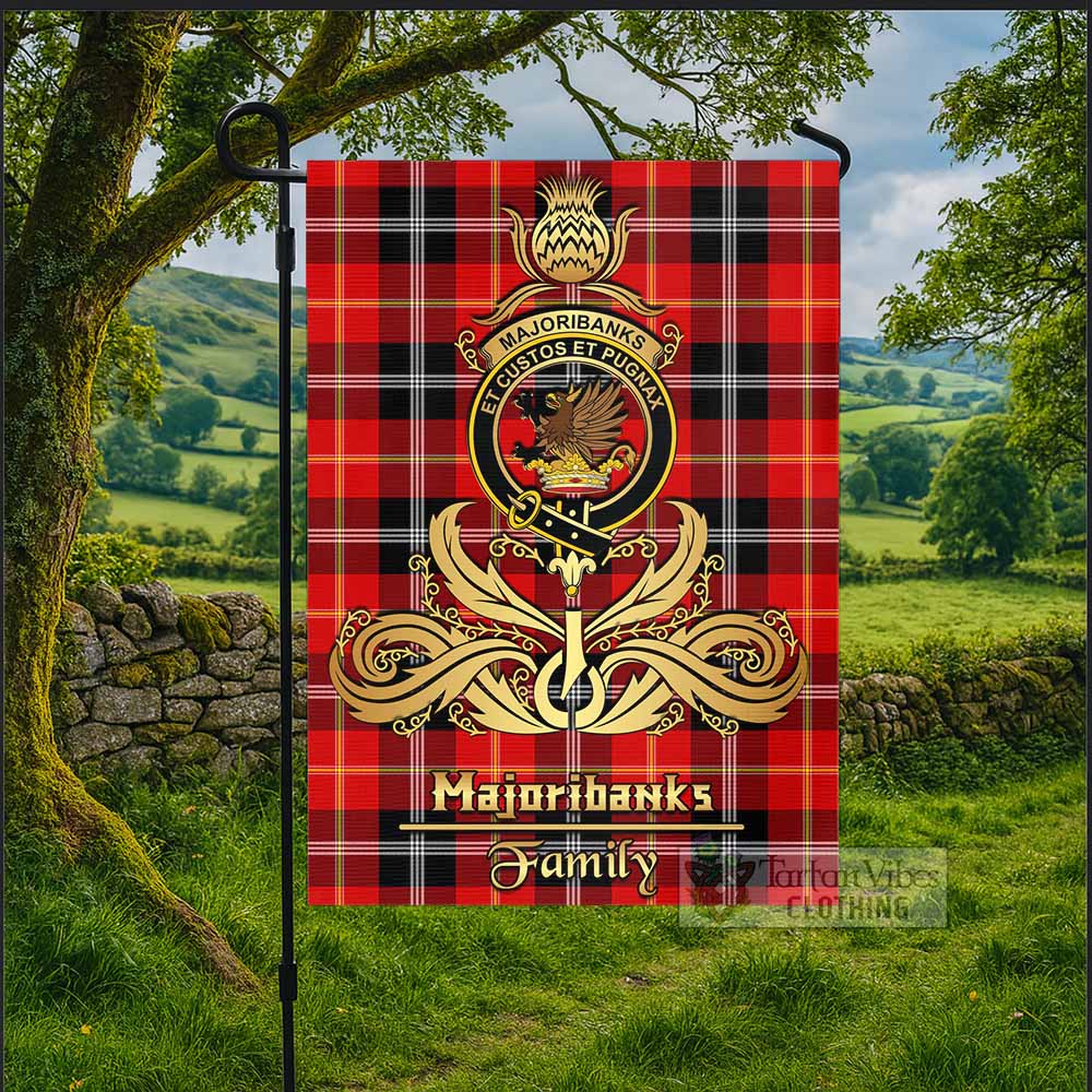 Majoribanks Tartan Garden Flag with Highland Thistle Cherish Family Crest Style - Tartan Vibes Clothing