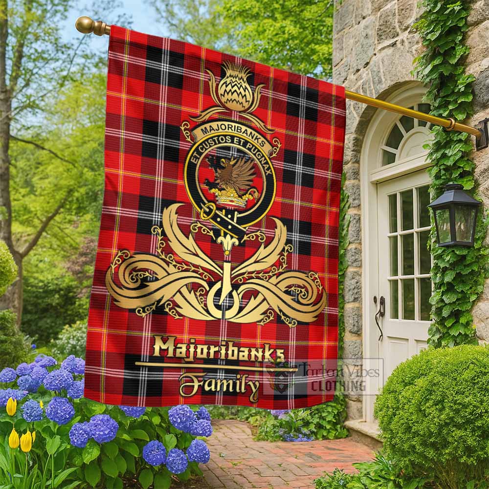 Majoribanks Tartan Garden Flag with Highland Thistle Cherish Family Crest Style - Tartan Vibes Clothing