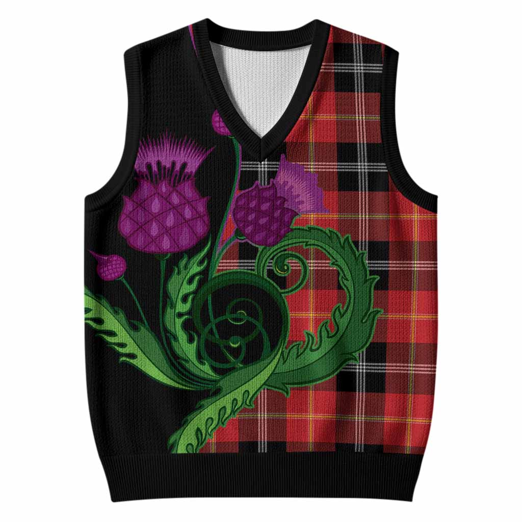 Majoribanks Tartan Knitted V-Neck Vest Traditional Scottish Thistle
