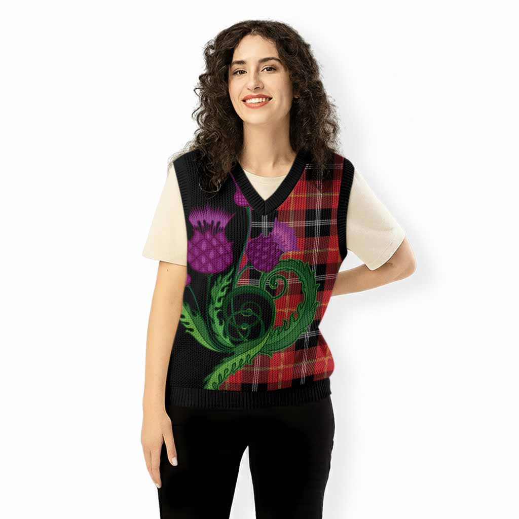 Majoribanks Tartan Knitted V-Neck Vest Traditional Scottish Thistle