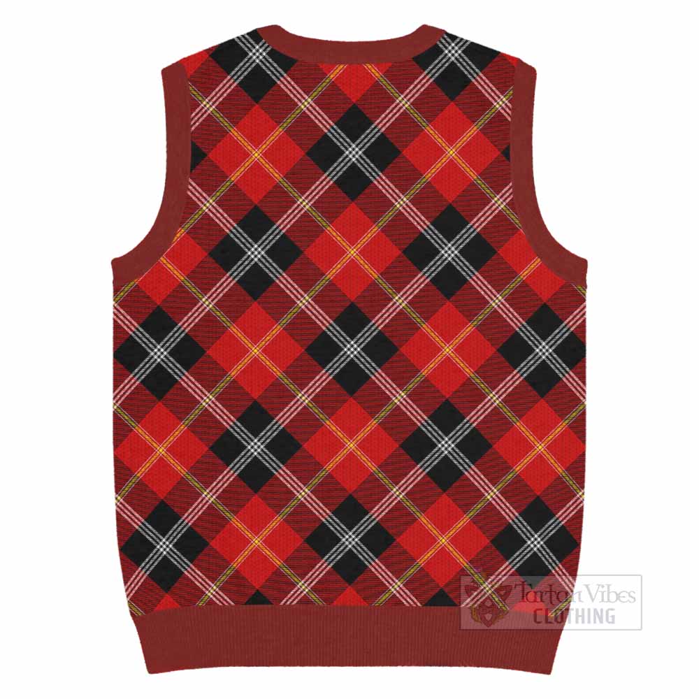 Majoribanks Tartan Knitted V-Neck Vest with Family Crest Cross Style