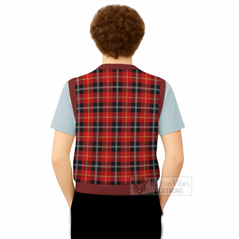 Majoribanks Tartan Knitted V-Neck Vest with Family Crest - Tartan Vibes Clothing