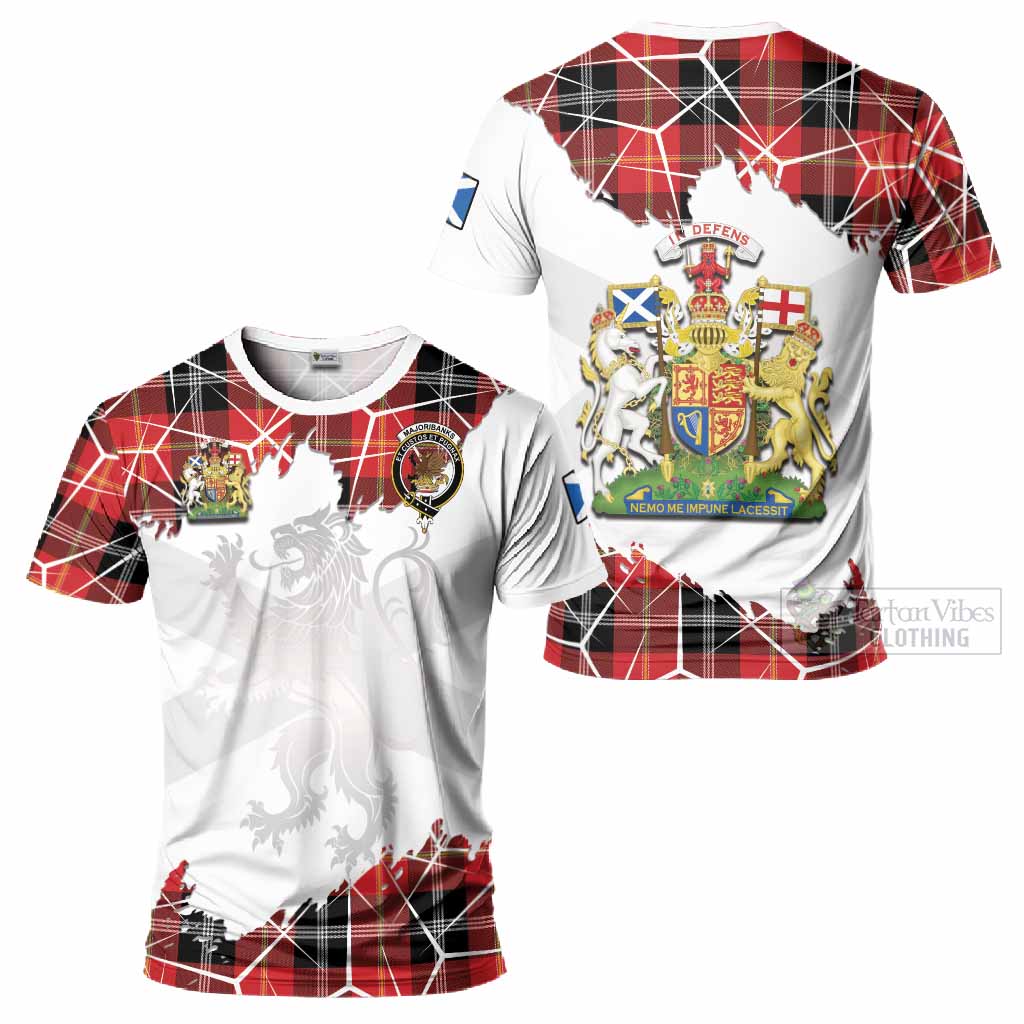 Majoribanks Tartan T-Shirt with Family Crest and Lion Rampant Grunge Style