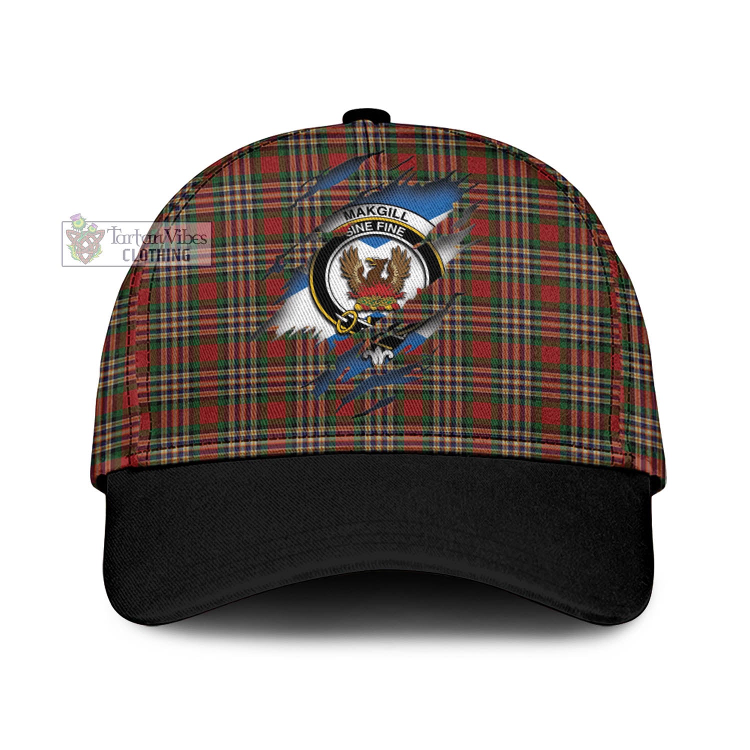Tartan Vibes Clothing MakGill Tartan Classic Cap with Family Crest In Me Style