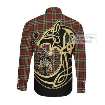 MakGill Tartan Long Sleeve Button Shirt with Family Crest Celtic Wolf Style Men's Shirt - Tartan Vibes Clothing