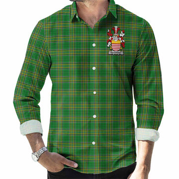 Malaphant Irish Clan Tartan Long Sleeve Button Up with Coat of Arms Men's Shirt - Tartan Vibes Clothing