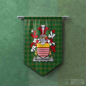 Tartan Vibes Clothing Malaphant Irish Clan Tartan Gonfalon, Tartan Banner with Coat of Arms