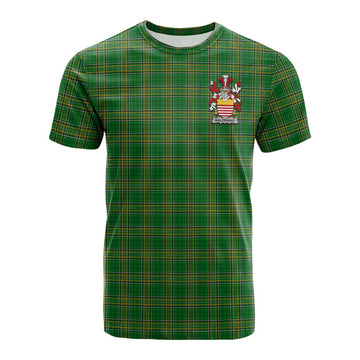 Tartan Vibes Clothing Malaphant Irish Clan Tartan Cotton T-shirt with Coat of Arms