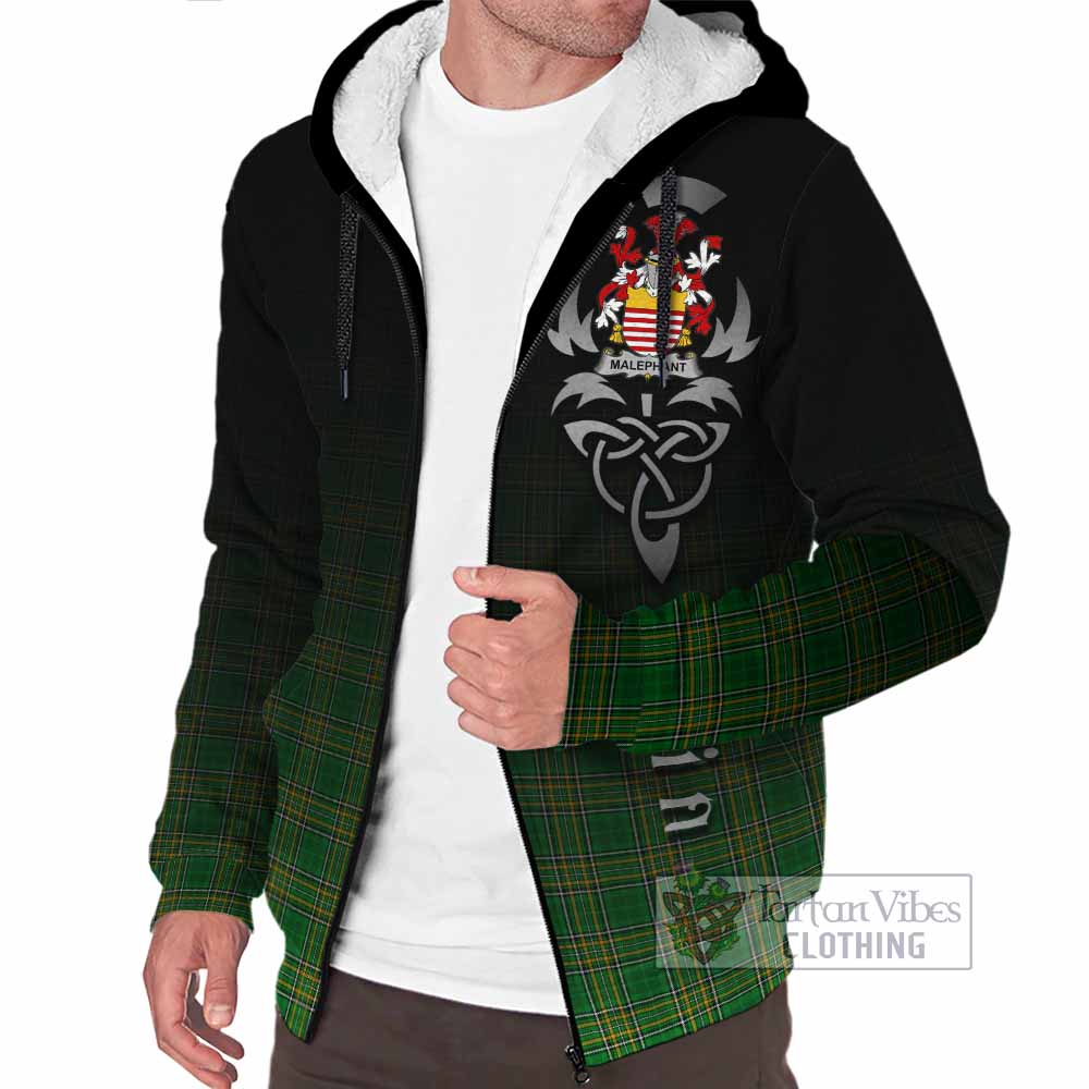 Tartan Vibes Clothing Malaphant Irish Clan Sherpa Hoodie with Coat of Arms Erin Go Bragh Celtic Inspired