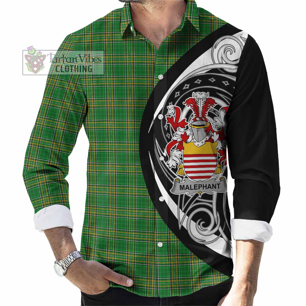 Malaphant Irish Clan Long Sleeve Button Shirt Celtic Circle Style - Tartan Vibes Clothing