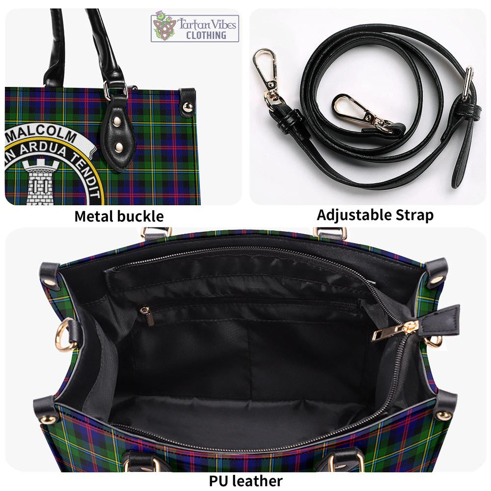 Tartan Vibes Clothing Malcolm Tartan Luxury Leather Handbags with Family Crest