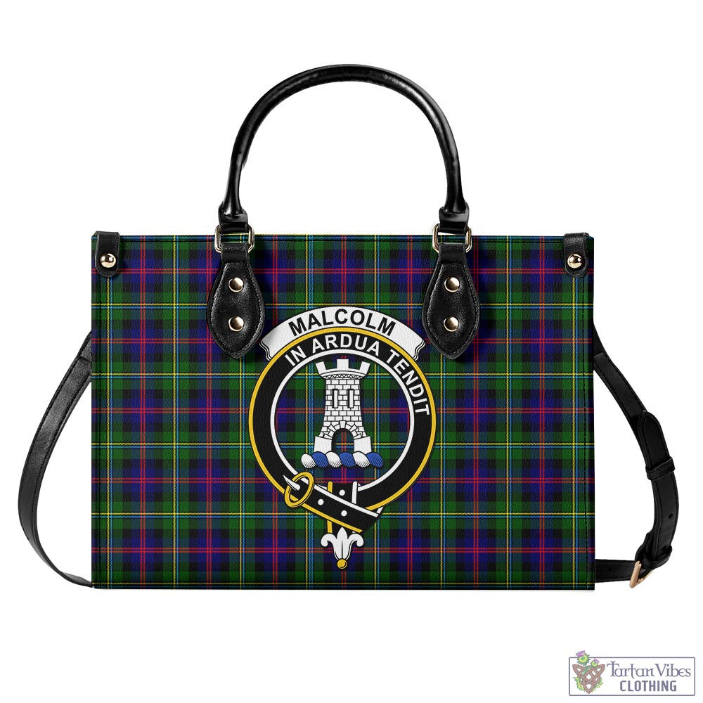 Tartan Vibes Clothing Malcolm Tartan Luxury Leather Handbags with Family Crest