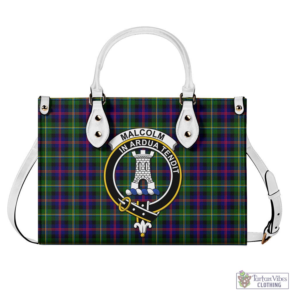 Tartan Vibes Clothing Malcolm Tartan Luxury Leather Handbags with Family Crest