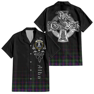 Malcolm Tartan Hawaiian Shirt Shirt Featuring Alba Gu Brath Family Crest Celtic Inspired