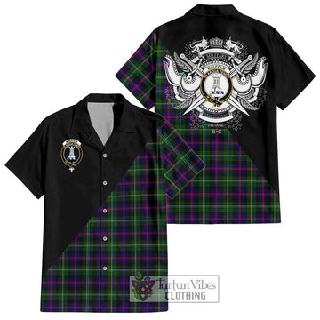 Malcolm Tartan Hawaiian Shirt with Family Crest and Military Logo Style
