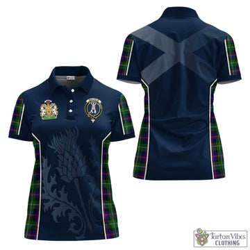 Malcolm Tartan Women's Polo Shirt with Family Crest and Scottish Thistle Vibes Sport Style
