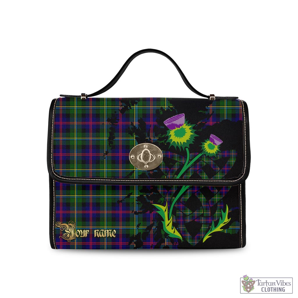 Tartan Vibes Clothing Malcolm Tartan Waterproof Canvas Bag with Scotland Map and Thistle Celtic Accents