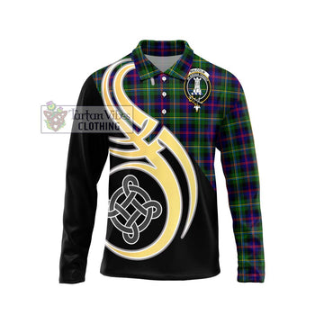 Malcolm Tartan Long Sleeve Polo Shirt with Family Crest and Celtic Symbol Style Unisex - Tartan Vibes Clothing