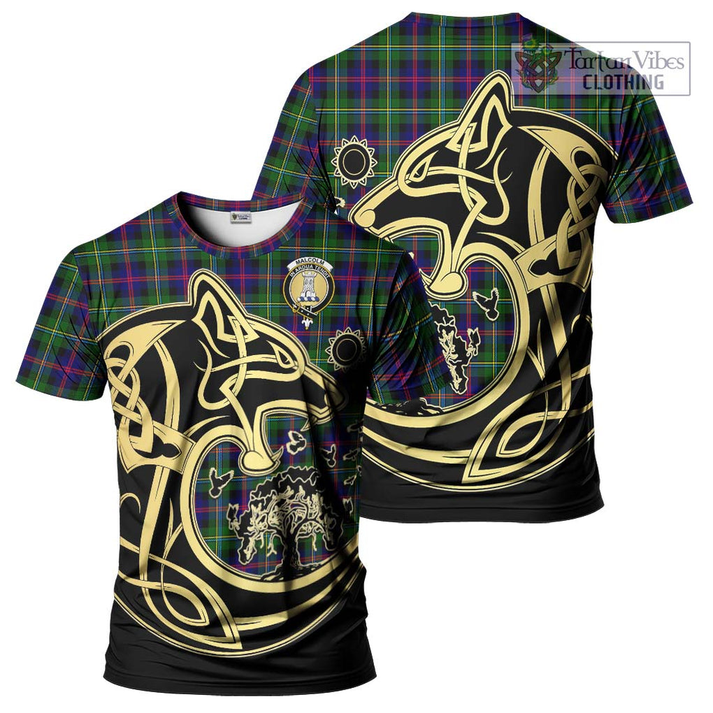 Malcolm Tartan T-Shirt with Family Crest Celtic Wolf Style Kid's Shirt - Tartan Vibes Clothing