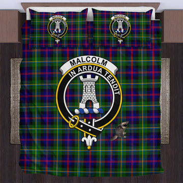 Malcolm Tartan Bedding Set with Family Crest