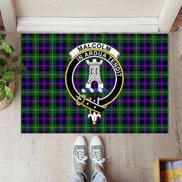 Malcolm Tartan Rubber Doormat with Family Crest