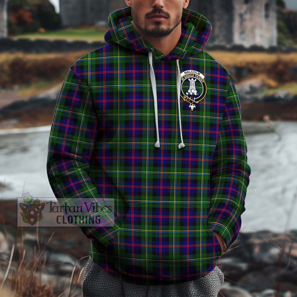 Malcolm Tartan Cotton Hoodie with Family Crest Pullover Hoodie XS - Tartan Vibes Clothing