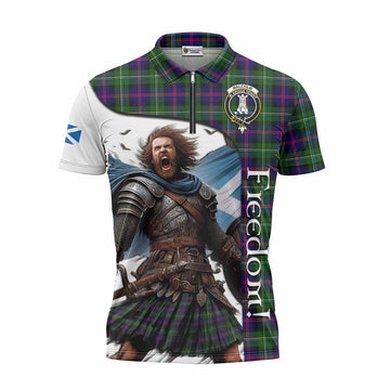 Tartan Vibes Clothing Malcolm Crest Tartan Zipper Polo Shirt Inspired by the Freedom of Scottish Warrior