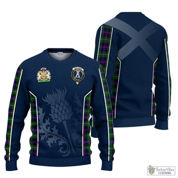 Malcolm Tartan Knitted Sweatshirt with Family Crest and Scottish Thistle Vibes Sport Style