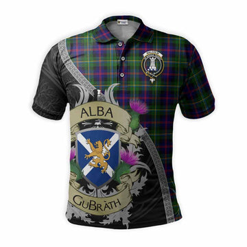 Malcolm Tartan Family Crest Polo Shirt Lion Rampant Royal Thistle Shield Celtic Inspired