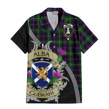 Malcolm Tartan Family Crest Hawaiian Shirt Lion Rampant Royal Thistle Shield Celtic Inspired