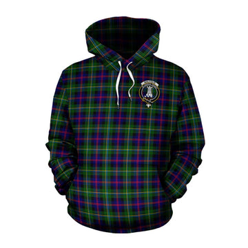 Malcolm Tartan Cotton Hoodie with Family Crest Celtic Skull Style