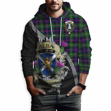 Tartan Vibes Clothing Malcolm Tartan Family Crest Hoodie Lion Rampant Royal Thistle Shield Celtic Inspired