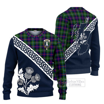Malcolm Tartan Ugly Sweater Featuring Thistle and Scotland Map