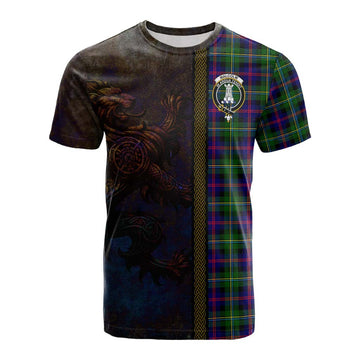 Malcolm Tartan Family Crest Cotton T-shirt Alba Gu Brath Be Brave Lion Ancient Style